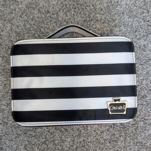 Caboodles Cosmetic Case Striped Travel Bag 8" Make-Up Organizer Storage Y2K